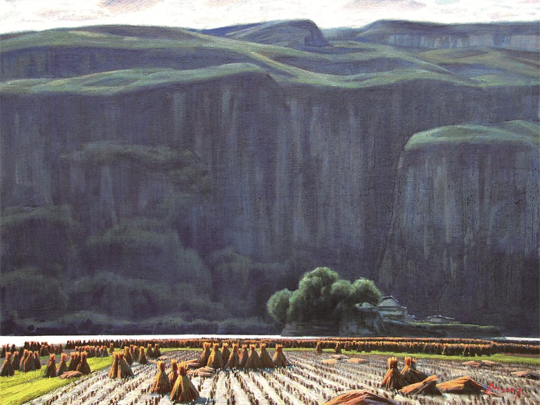 20260625178235899391.jpg 大巴山的收获 布面油画 120×90 2007年.JPG