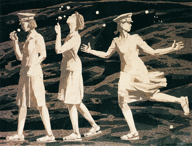 骆根兴  1992年  玫瑰色的无名高地  50cmx66cm  版画 .jpg