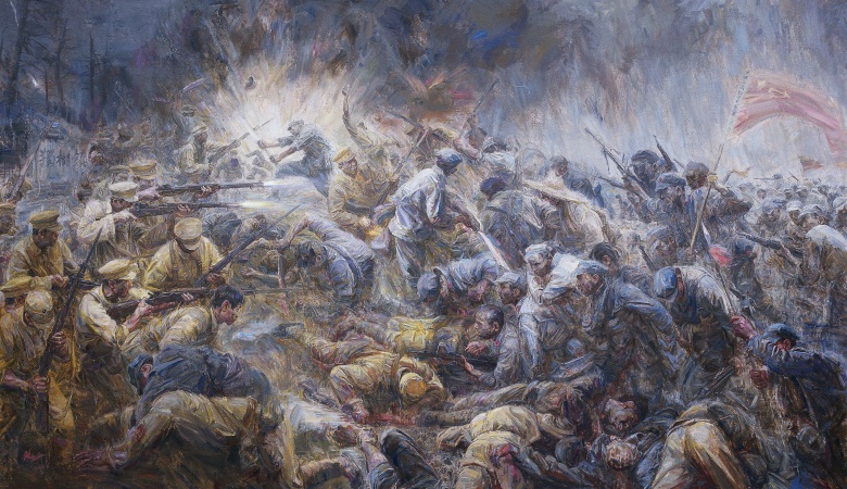 骆根兴 腥风凄雨——红十五军鏖战独树镇  2006年作   200×300cm.jpg