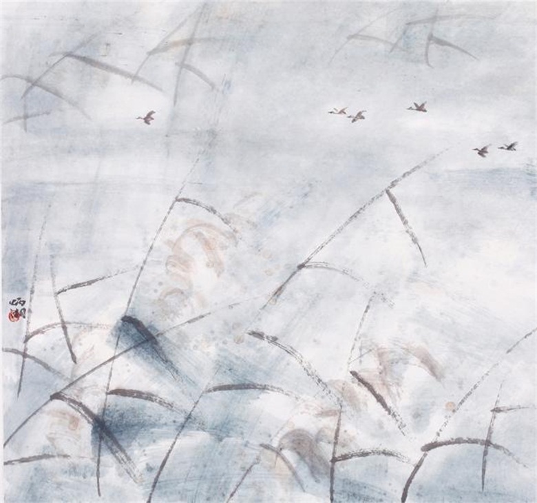 《晨鹜》68x68cm.jpg