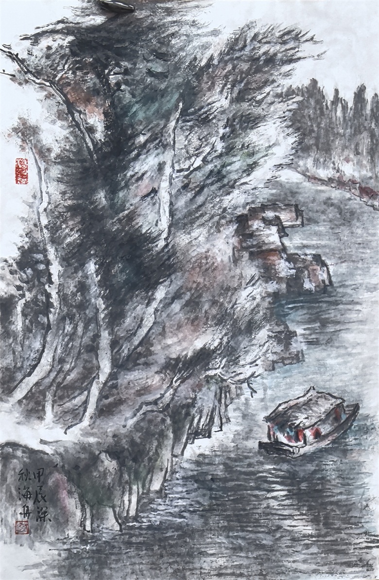 《杨柳岸 晓风残月》46x69cm 创作于2024年.jpg