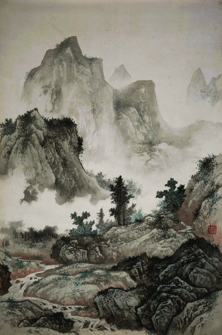 早期北宗作品 《山水清音》 64x46cm 1976年 宣纸水墨 .jpg