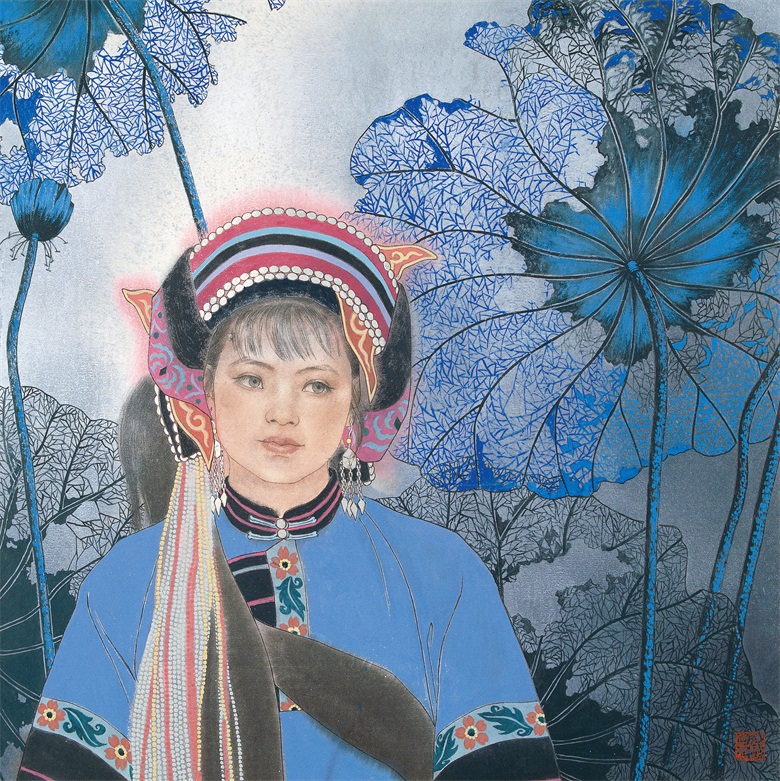 月下撒尼女67x67cm1993.jpg