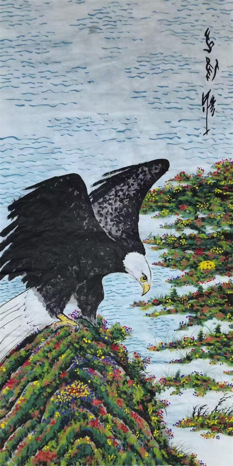 《雄鹰》 甲骨文 137cmx70cm.jpg