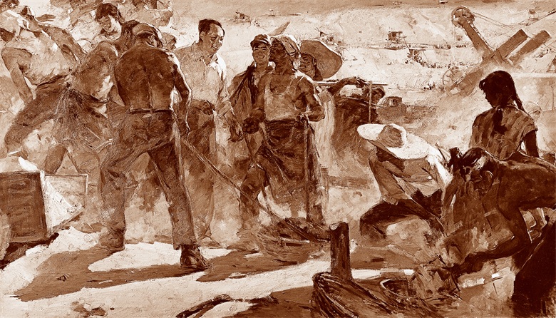 《领袖与群众同劳动》1960年 195X350cm 布面油画 _俄罗斯列宾美术学院藏”2.jpg