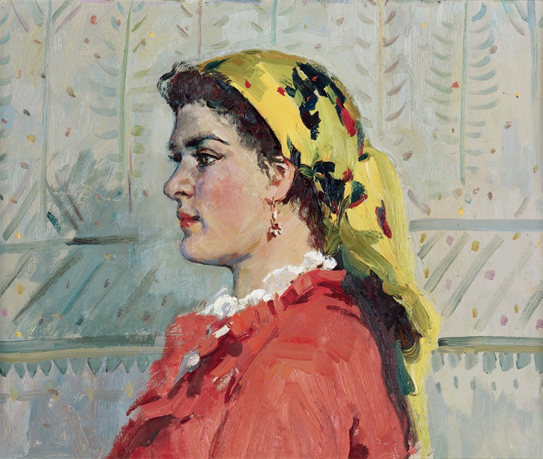 1986年《织毯女工》50X61cm 纸板油画.jpg