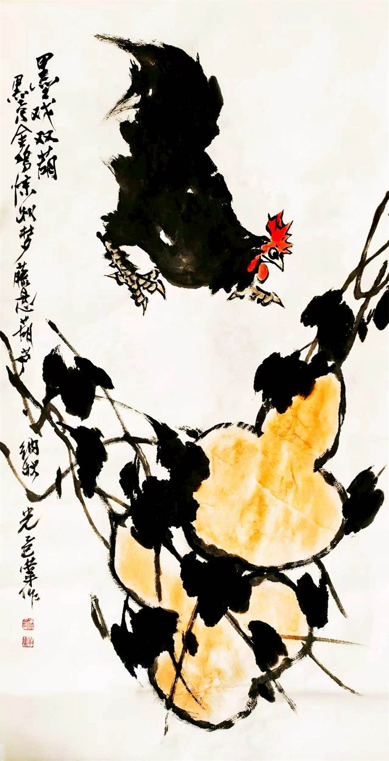 9.《墨戏双葫》 136x68cm.jpg