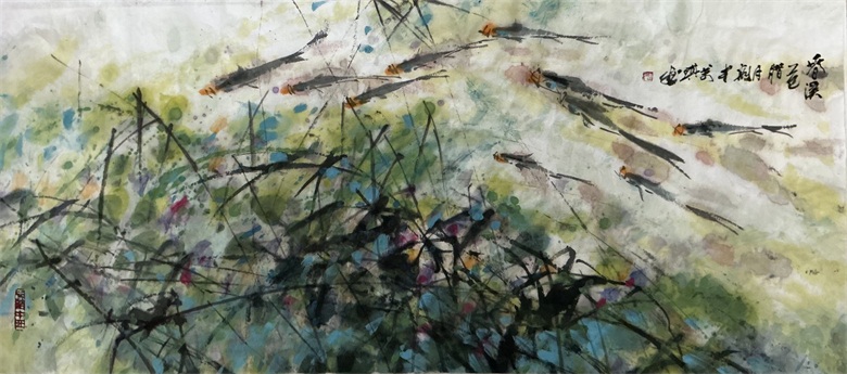 《春溪》  136x68cm  中国画.jpg