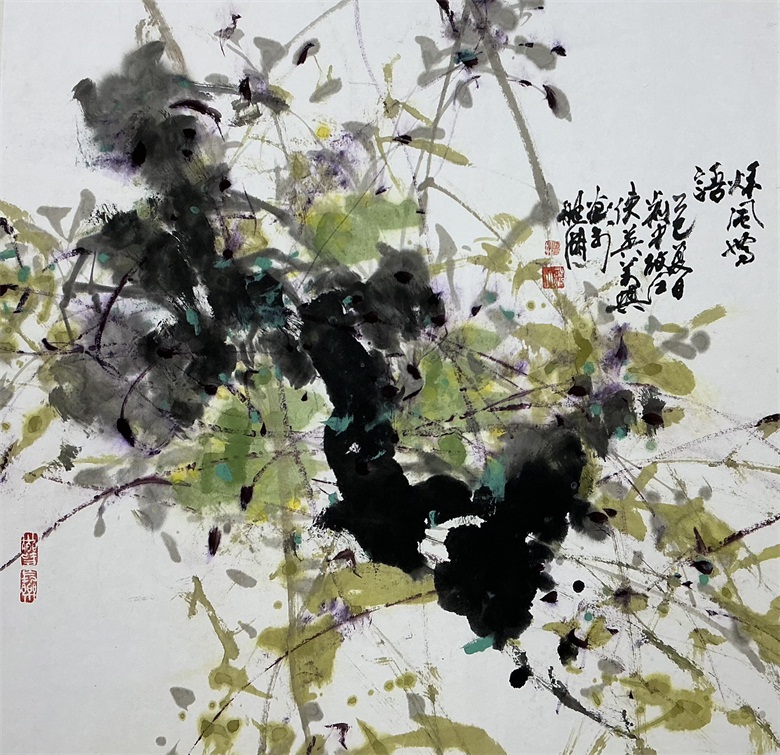 《秋风无语》  68x68cm  中国画.jpg