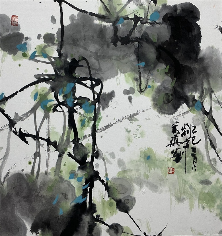《春回渔荡》  68x68cm  中国画.jpg